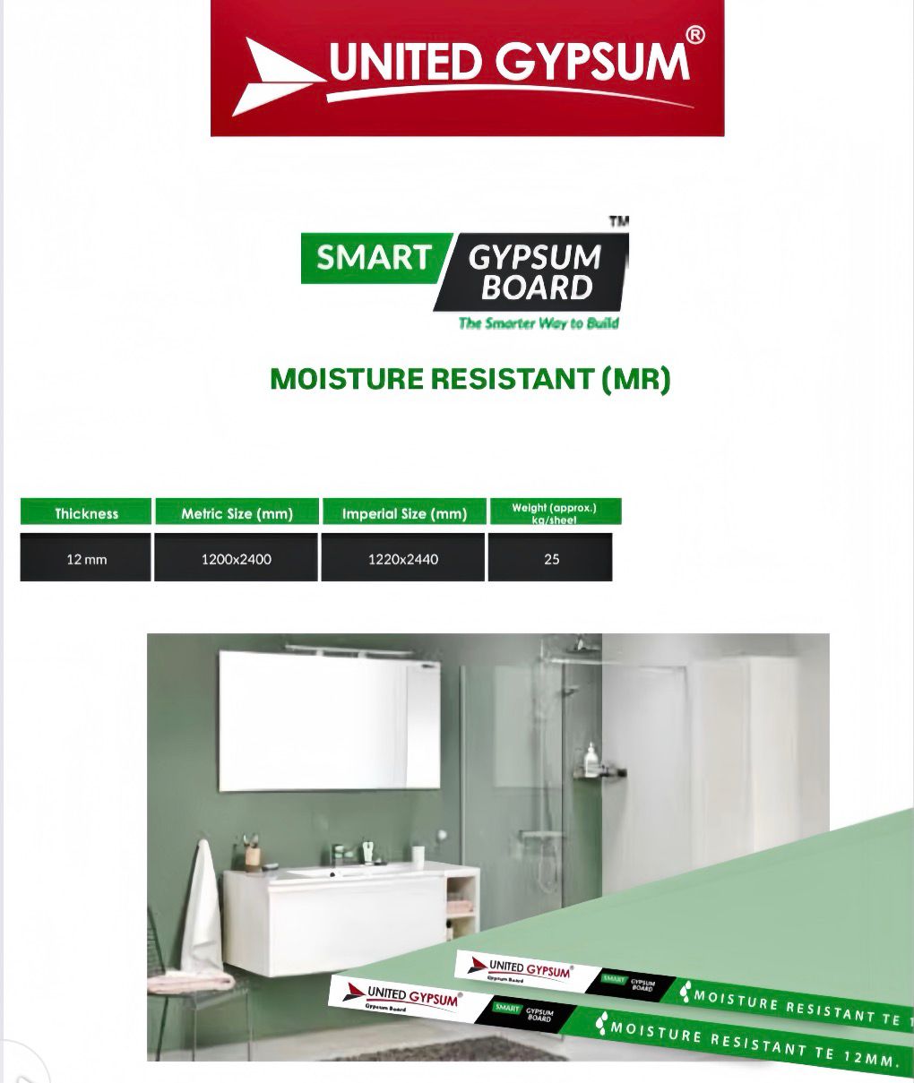 United Gypsum Board Moisture Resistant Sheet (MR)