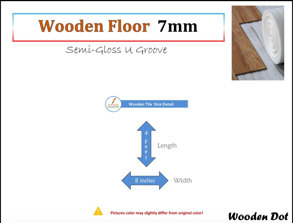 Wooden Dot 7mm Semi-Gloss U-Groove Wooden Flooring – 48" x 8" Premium Planks