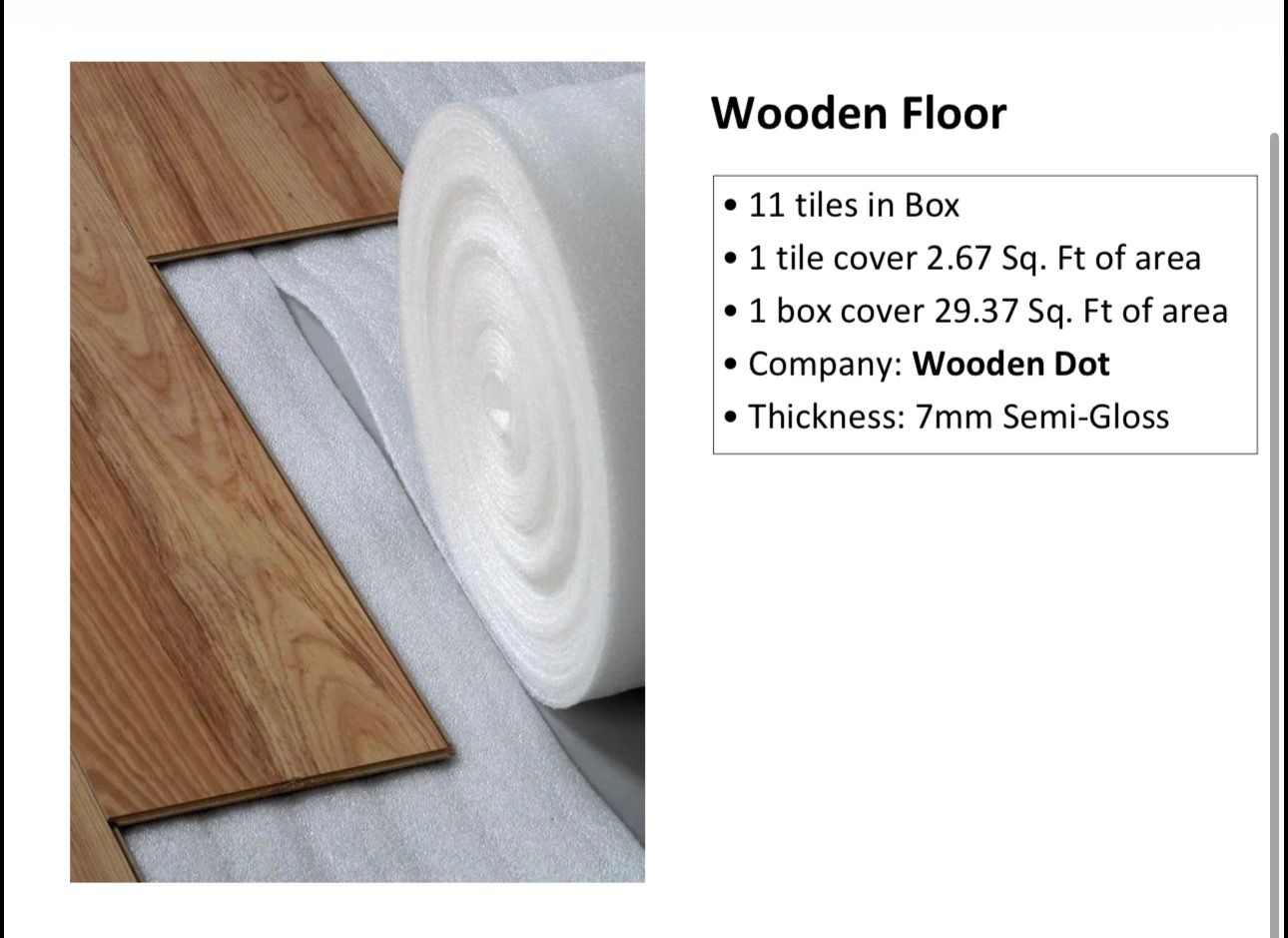 Wooden Dot 7mm Semi-Gloss U-Groove Wooden Flooring – 48" x 8" Premium Planks